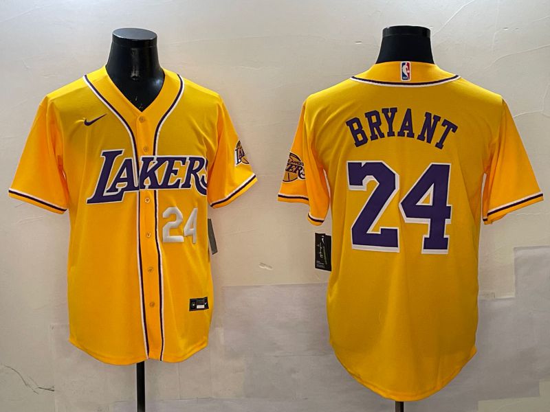Men Los Angeles Lakers #24 Bryant Yellow Joint Name Nike 2025 NBA Jersey style 8->->NBA Jersey